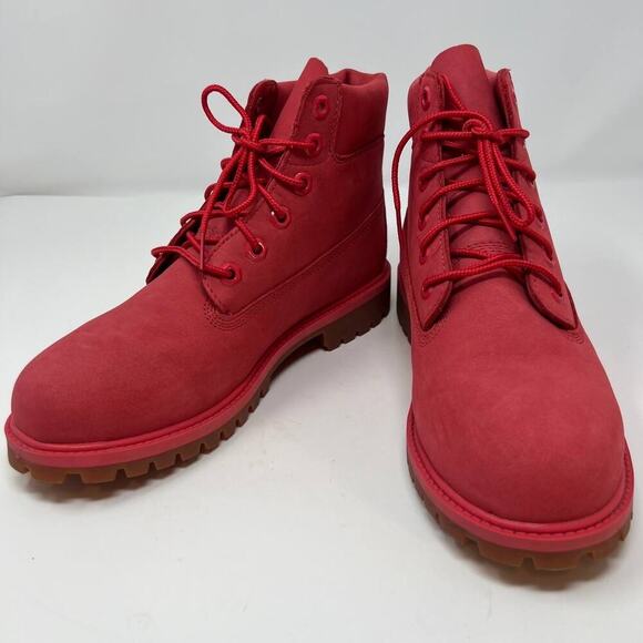 Timberland Women's Limited Release Boots Size 6 Ruby Red Leather Waterproof - Picture 3 of 13